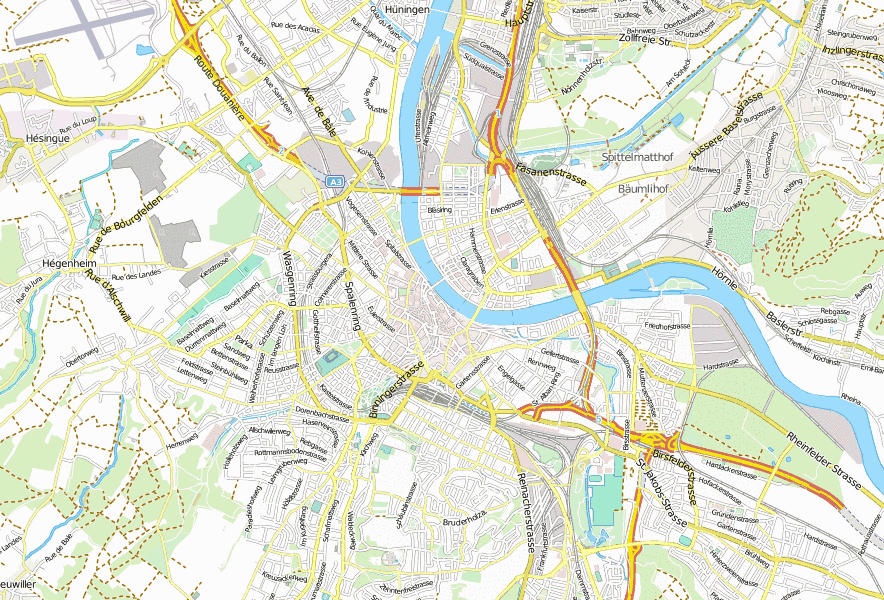 Universität Basel-Stadtplan mit Luftaufnahme und Hotels von Basel